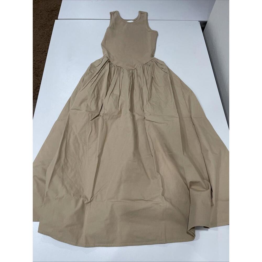 Oak+Fort POPLIN RIB-KNIT DROP WAIST MIDI DRESS Wincense XS